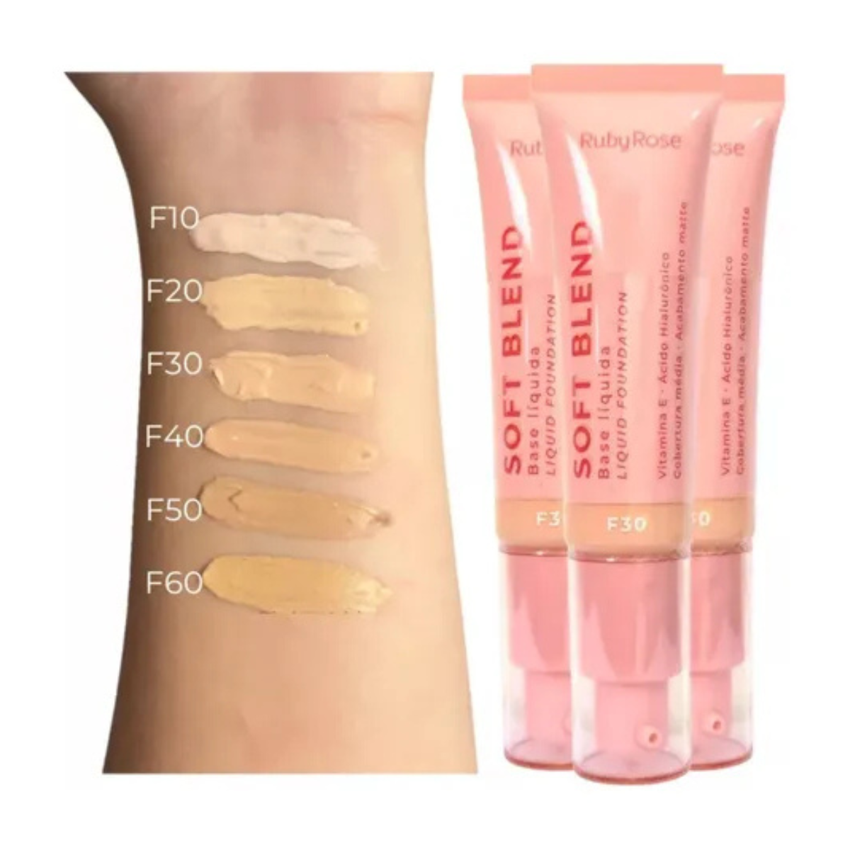 Base Líquida Ruby Rose Soft Blend F10 ao F60 2 Base Líquida Ruby Rose Soft Blend F10 ao F60 - Imagem 2