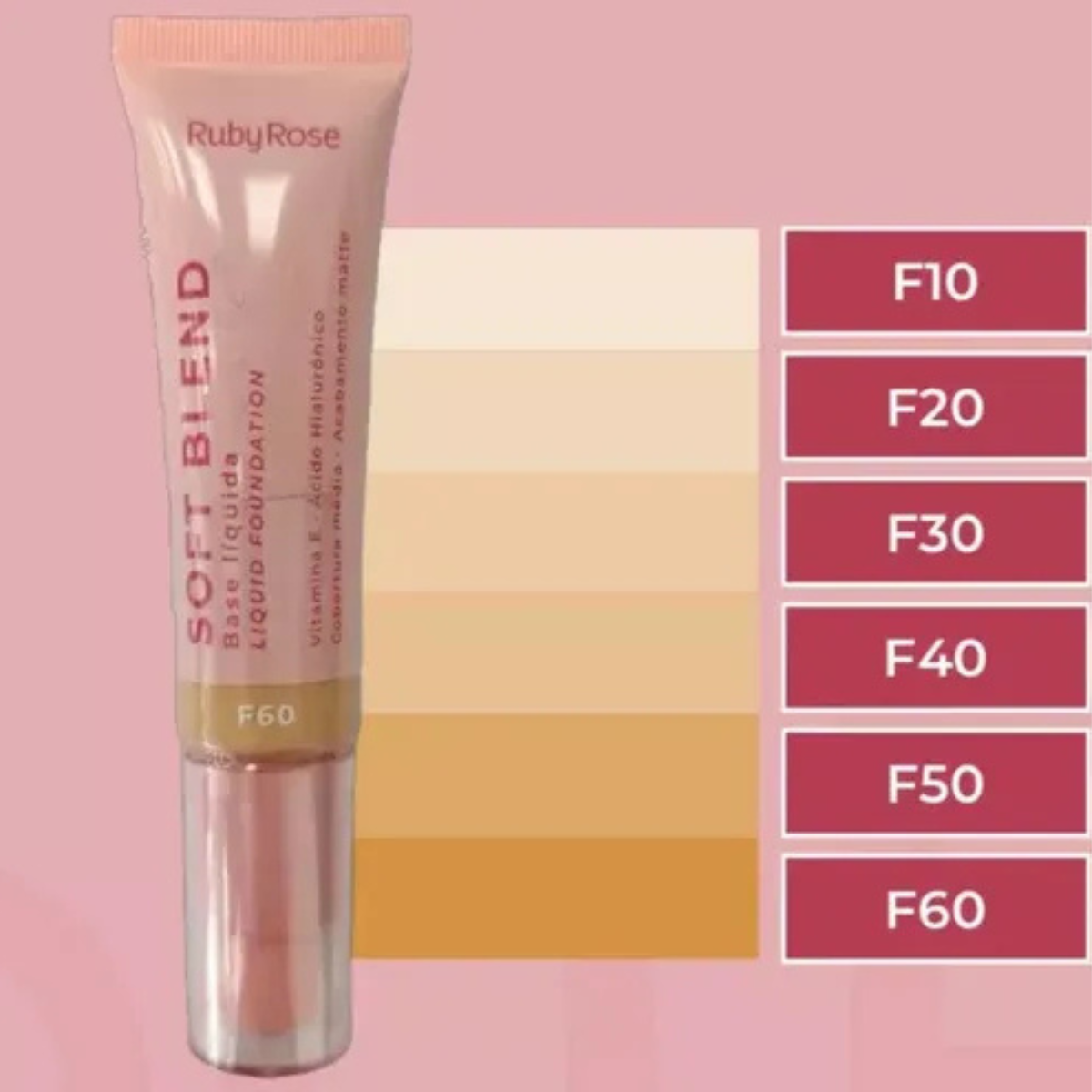 Base Líquida Ruby Rose Soft Blend F10 ao F60 4 Base Líquida Ruby Rose Soft Blend F10 ao F60 - Imagem 4
