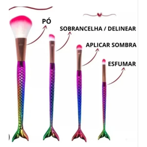 Kit de Pincéis Sereia com 4 Unidades 3 Kit de Pincéis Sereia com 4 Unidades - Imagem 3