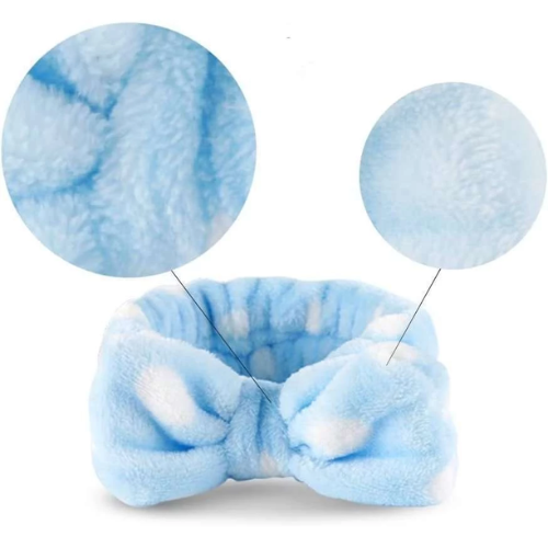 Faixa de Cabelo de Pelúcia com Laço para Skincare e Maquiagem 4 Faixa de Cabelo de Pelúcia com Laço para Skincare e Maquiagem - Imagem 4