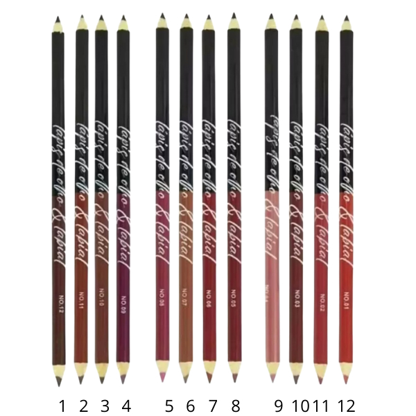 Lápis de Olho e Labial 2 em 1 Kit Cores 01 a 12 Traço Preciso e Alta Pigmentação 2 Lápis de Olho e Labial 2 em 1 Kit Cores 01 a 12 Traço Preciso e Alta Pigmentação - Imagem 2