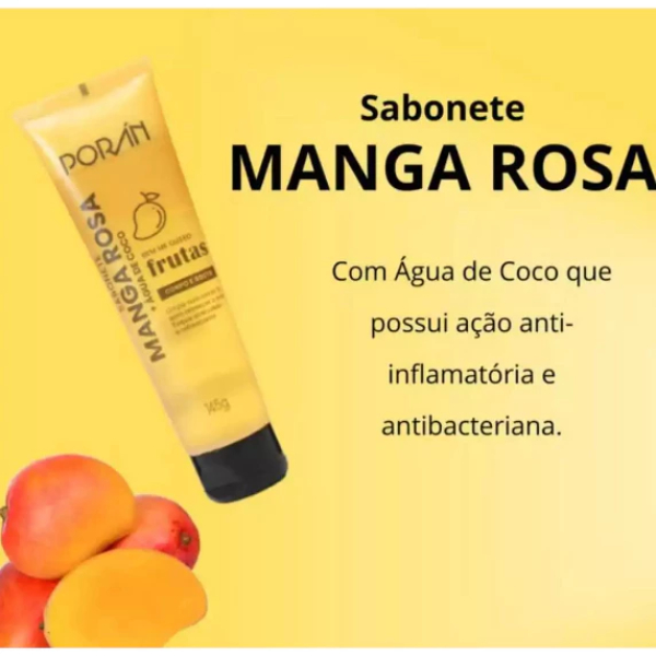 Sabonete Líquido Porán Manga Rosa e Água de Coco Pele Refrescada e Hidratada 7 Sabonete Líquido Porán Manga Rosa e Água de Coco Pele Refrescada e Hidratada - Imagem 7