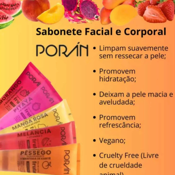 Sabonete Líquido Porán Manga Rosa e Água de Coco Pele Refrescada e Hidratada 8 Sabonete Líquido Porán Manga Rosa e Água de Coco Pele Refrescada e Hidratada - Imagem 8
