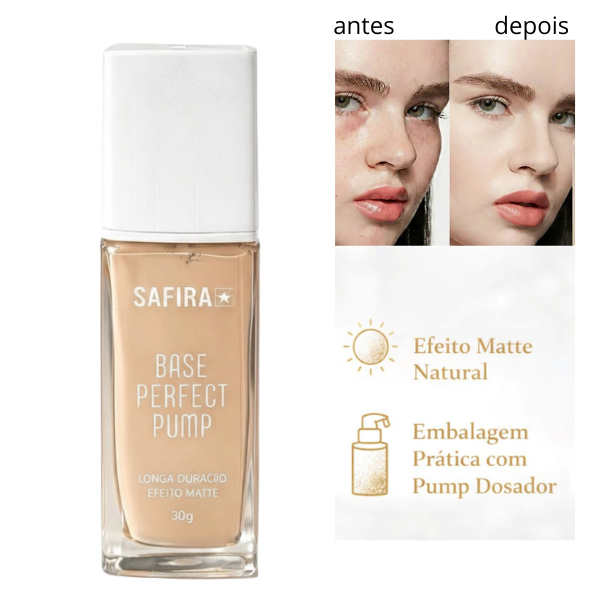 Base Liquida Perfect Pump Longa Duracao Efeito Matte - safira 6 Base Liquida Perfect Pump Longa Duracao Efeito Matte - safira - Imagem 6