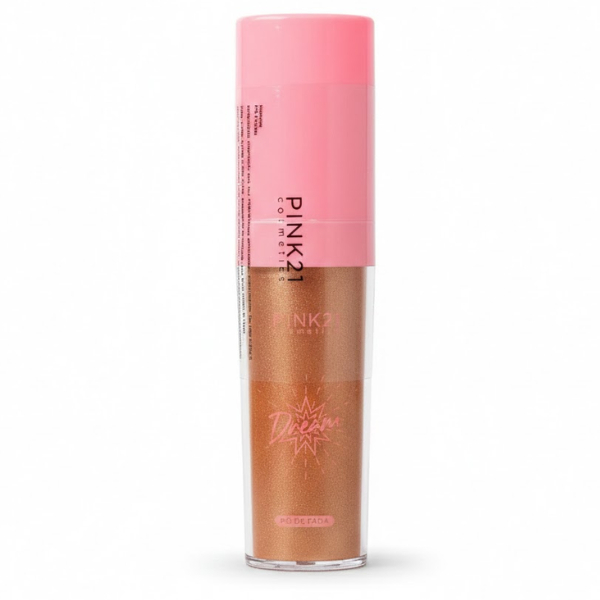 Pó de Fada Pink21 Iluminador em Pó para Rosto e Corpo Textura Fina 1 Pó de Fada Pink21 Iluminador em Pó para Rosto e Corpo Textura Fina