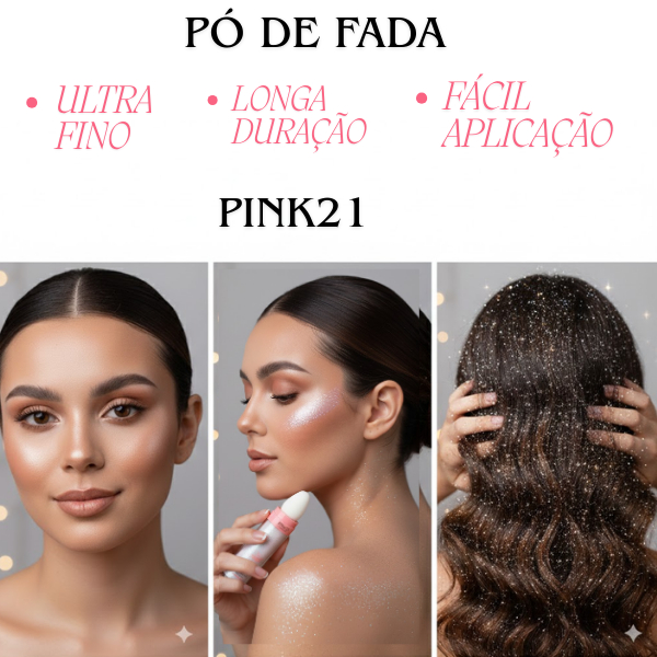 Pó de Fada Pink21 Iluminador em Pó para Rosto e Corpo Textura Fina 3 Pó de Fada Pink21 Iluminador em Pó para Rosto e Corpo Textura Fina - Imagem 3