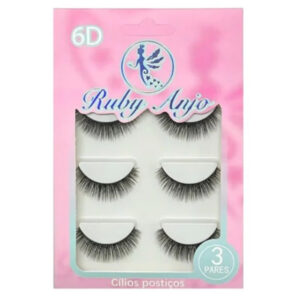 Cílios Postiços Ruby Anjo 6D Pack com 3 Pares – Olhar Marcante e Volume Extra