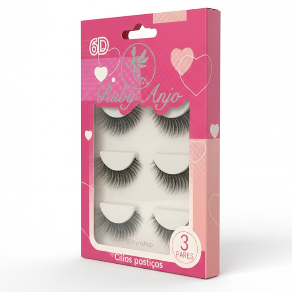 Cílios Postiços Ruby Anjo 6D Kit com 3 Pares Efeito Volume Russo Profissional 2 Cílios Postiços Ruby Anjo 6D Kit com 3 Pares Efeito Volume Russo Profissional - Imagem 2