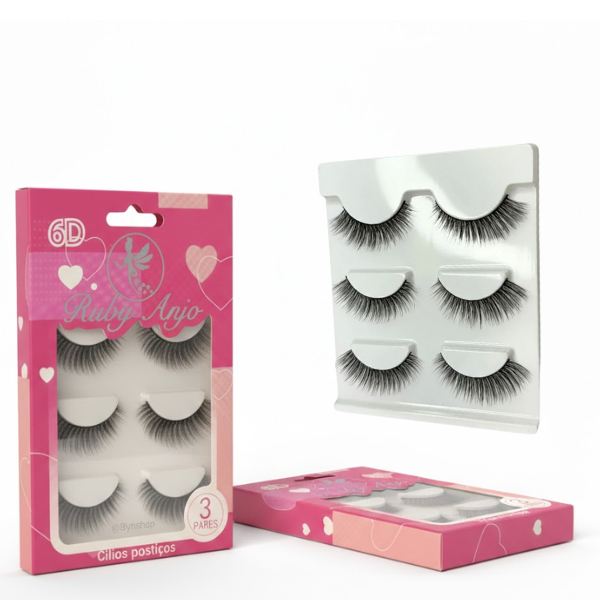 Cílios Postiços Ruby Anjo 6D Kit com 3 Pares Efeito Volume Russo Profissional 5 Cílios Postiços Ruby Anjo 6D Kit com 3 Pares Efeito Volume Russo Profissional - Imagem 5