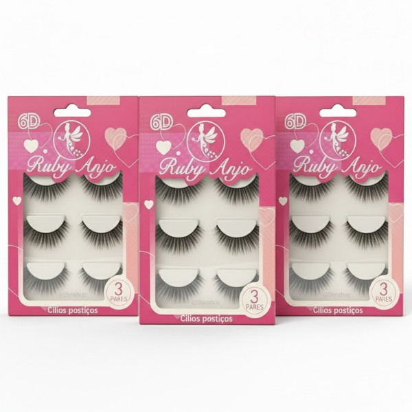 Cílios Postiços Ruby Anjo 6D Kit com 3 Pares Efeito Volume Russo Profissional 8 Cílios Postiços Ruby Anjo 6D Kit com 3 Pares Efeito Volume Russo Profissional - Imagem 8