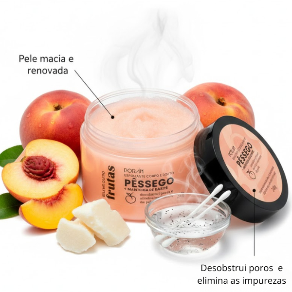 Esfoliante Porán Pêssego e Manteiga de Karité Rosto e Corpo 240g 7 Esfoliante Porán Pêssego e Manteiga de Karité Rosto e Corpo 240g - Imagem 7