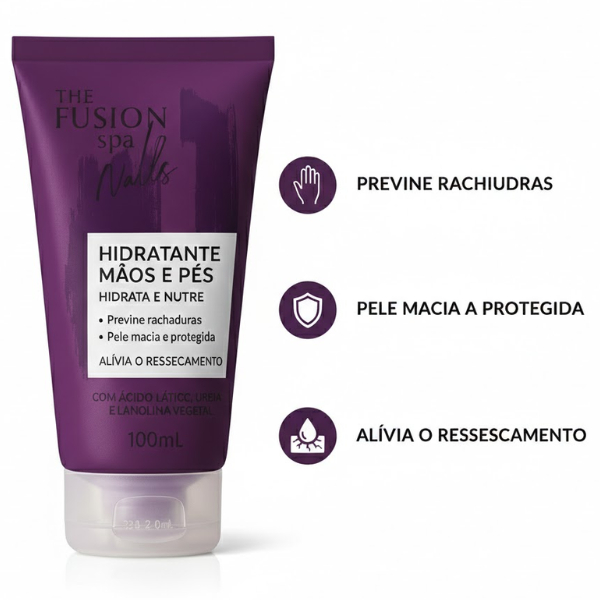 Hidratante Mãos e Pés The Fusion Spa Nails 100ml Previne Rachaduras 3 Hidratante Mãos e Pés The Fusion Spa Nails 100ml Previne Rachaduras - Imagem 3